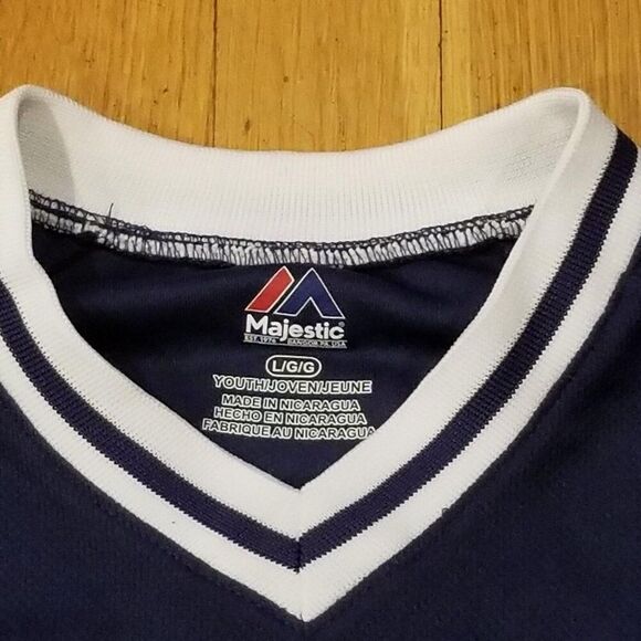 Majestic Detroit Tigers Jersey T-Shirt Mens Size L Blue Slim Fit - Picture 5 of 7